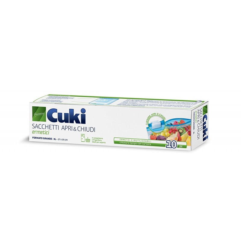 8003980170079Cuki Sacchetti Apri E Chiudi Ermetici Grandi 3lt 10pz 8003980170079Cuki Sacchetti Apri E Chiudi Ermetici Grandi 3lt 10pz