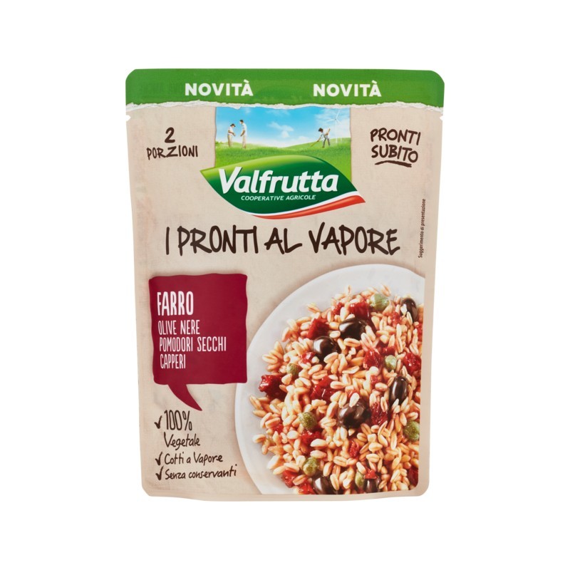 8001440129155Valfrutta I Pronti Al Vapore Farro, Olive Nere, Pomodori Secchi, Capperi 220gr 8001440129155Valfrutta I Pronti Al Vapore Farro, Olive Nere, Pomodori Secchi, Capperi 220gr