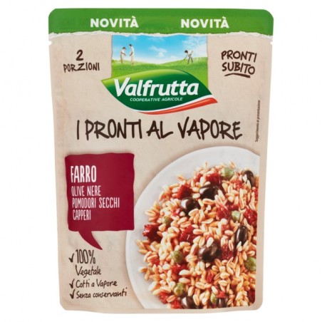 8001440129155Valfrutta I Pronti Al Vapore Farro, Olive Nere, Pomodori Secchi, Capperi 220gr