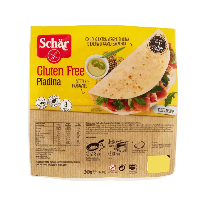 8008698014660Schar Gluten Free Piadina 240gr 8008698014660Schar Gluten Free Piadina 240gr