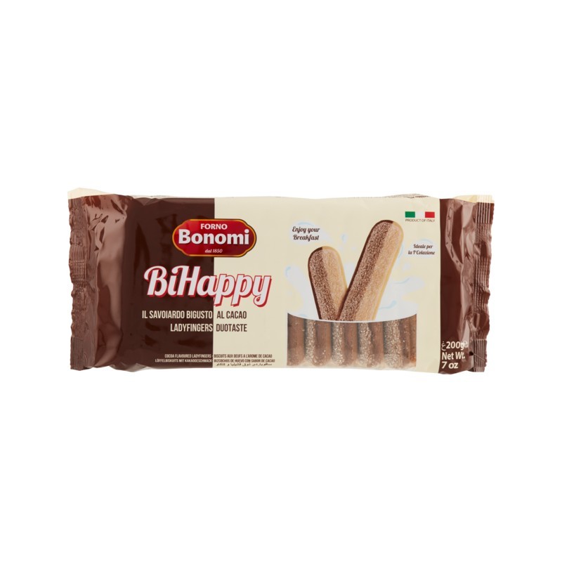 8002720003028Forno Bonomi Bihappy Savoiardi Bigusto Vaniglia E Cacao 200gr
