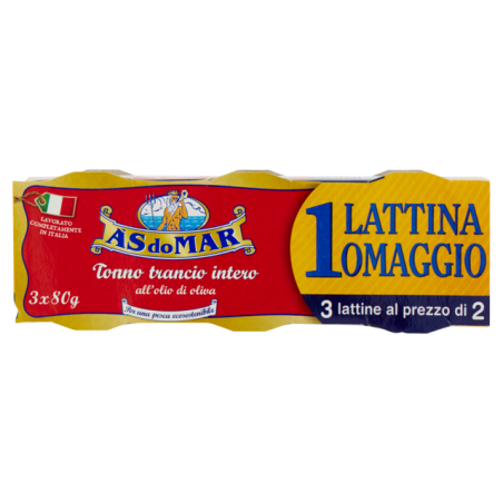 8003294819947As Do Mar Tonno Trancio All'olio Di Oliva 2+1x80gr