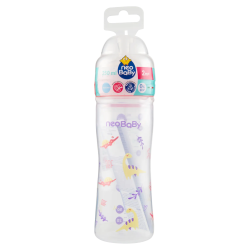 8058664165421Neo Baby Biberon Plastica Collo Largo Dino Rosa 2m+ 250ml