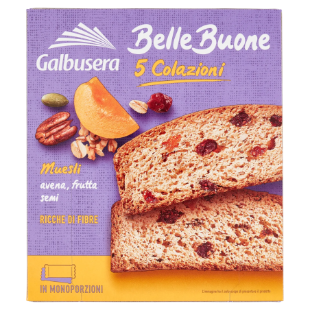 8002190006499Galbusera Belle Buone 5 Colazioni Muesli, Avena, Frutta, Semi 200gr