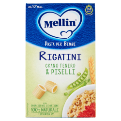 Mellin Pasta Per Bimbi Rigatini Grano Tenero & Piselli 280gr