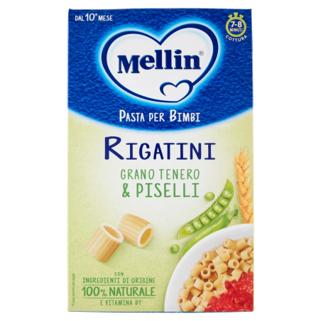 8017619401229 Mellin Pasta Per Bimbi Rigatini Grano Tenero & Piselli 280gr