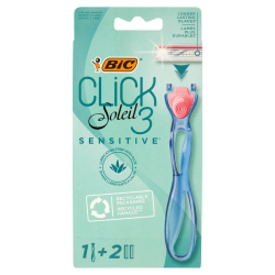 3086123644953Bic Kit Rasoio Click Soleil 3 Sensitive + 2 Ricambi 1pz