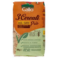 8001420011296Gallo 3 Cereali Riso, Farro Più Grano Senatore Cappelli 800gr
