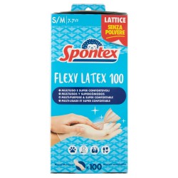 3384129310071 Spontex Guanti Flexy Latex Misura S/M 100pz