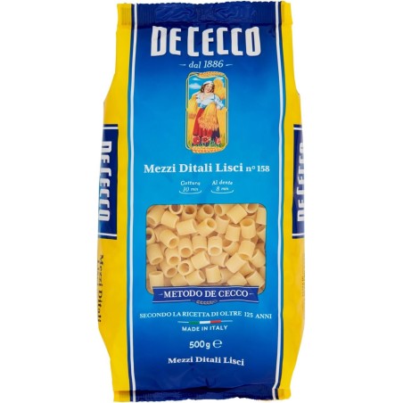 8001250121585 De Cecco 158 Mezzi Ditali Lisci 500gr