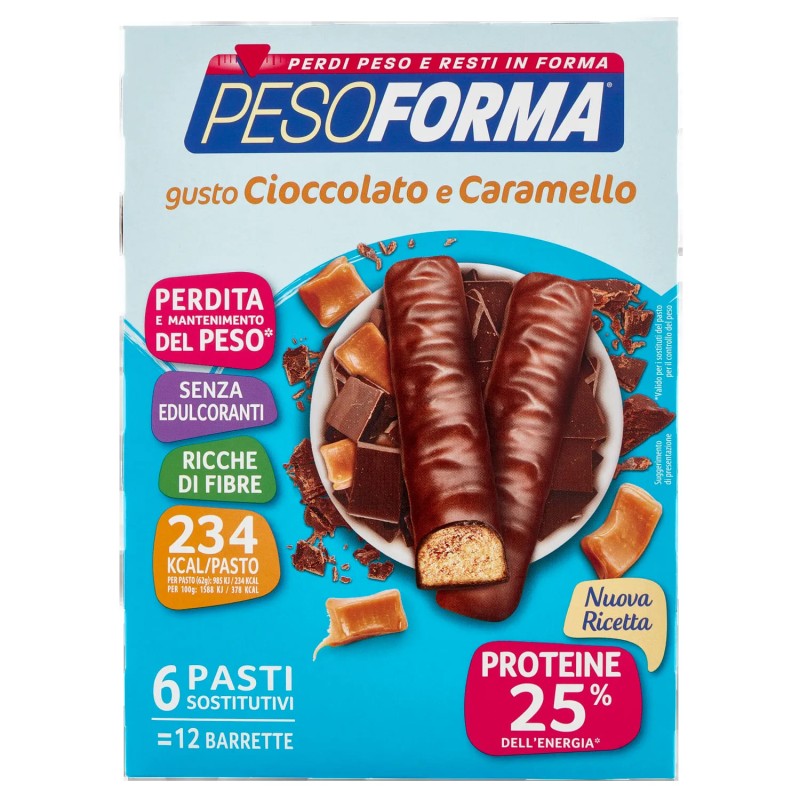8018031000434 Pesoforma 12 Barrette Gusto Cioccolato e Caramello 372gr 8018031000434 Pesoforma 12 Barrette Gusto Cioccolato e Caramello 372gr