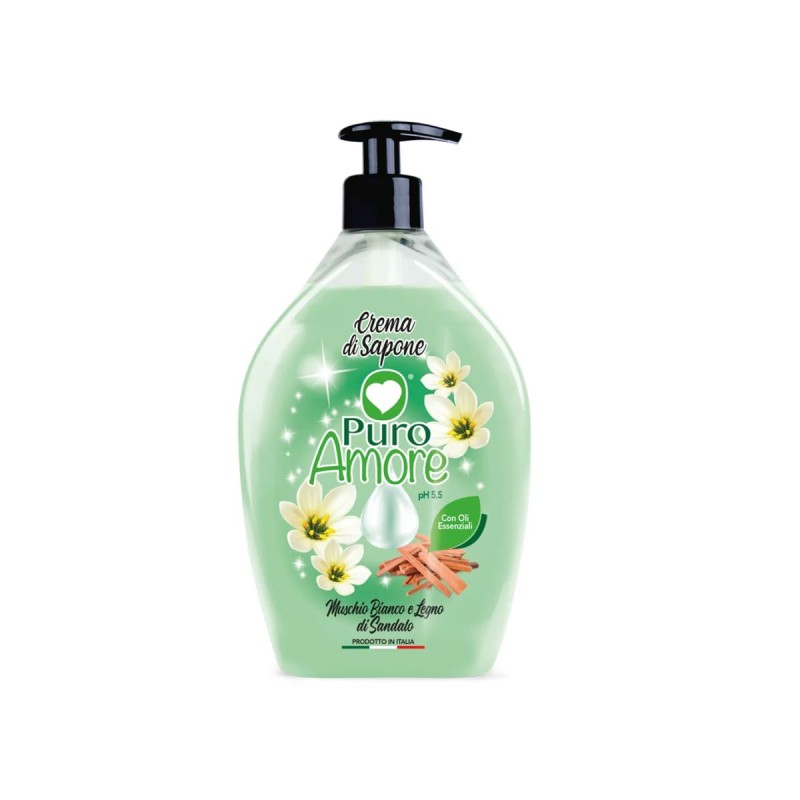 8051166651188 Puro Amore Sapone Liquido Muschio Bianco e Legno di Sandalo Con Erogatore 750ml