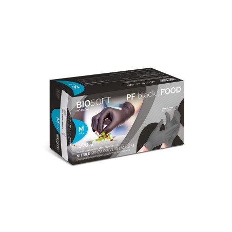 8058647846774 Biosoft Guanti Nitrile Nero Medium 100pz