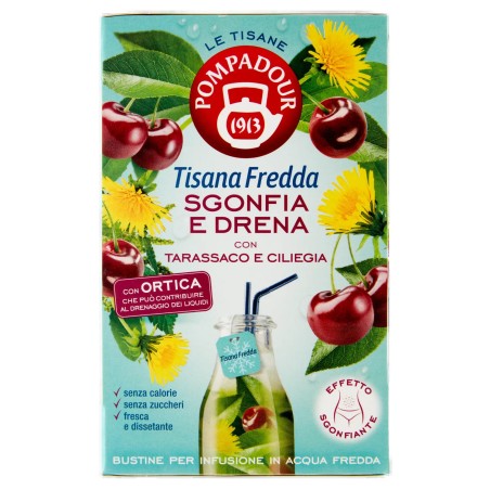 8002355762239 Pompadour Tisana Fredda Sgonfia e Drena Con Tarassaco e Ciliegia 18x2,5gr
