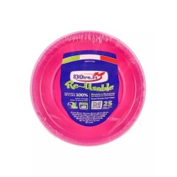 8005090023832 Dopla Piatti Riutilizzabili Piani Fucsia 22cm 25pz