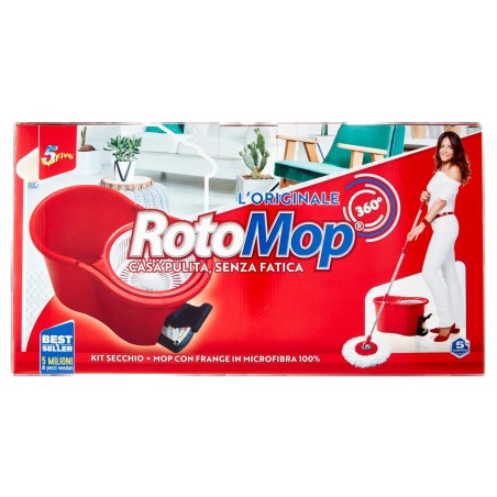8022550005016 Super5 RotoMop 360° Kit Secchio + Mop con Frange in Microfibra 100%