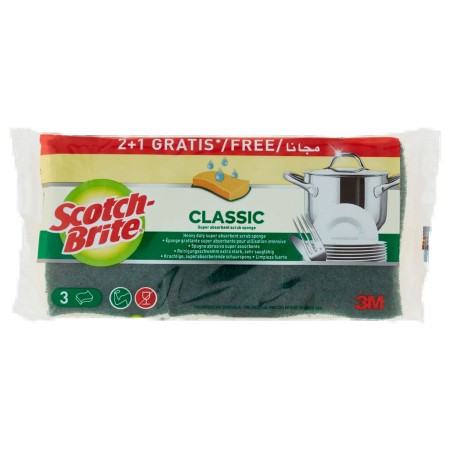 4054596580480 Scotch-Brite Classic Super Absorbent Scrub Sponge 3pz