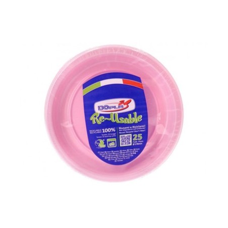 8005090023979 Dopla Piatti Riutilizzabili Dessert Rosa 17cm 25pz