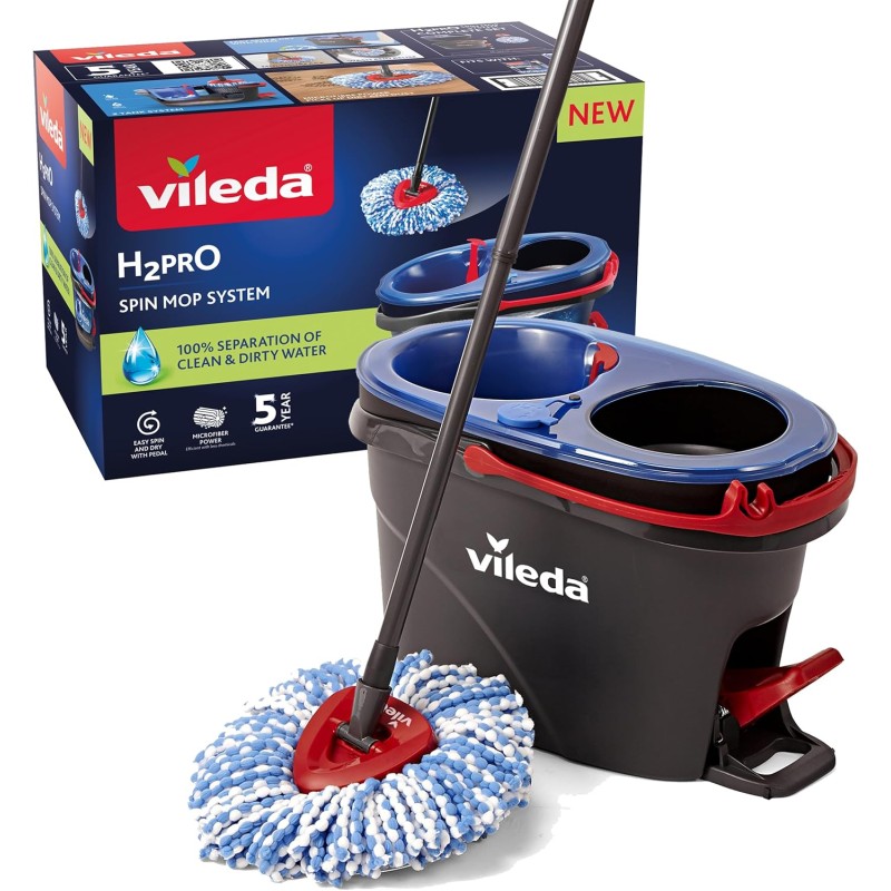 4023103254237 Vileda Kit H2 Pro Spin Mop System 1pz
