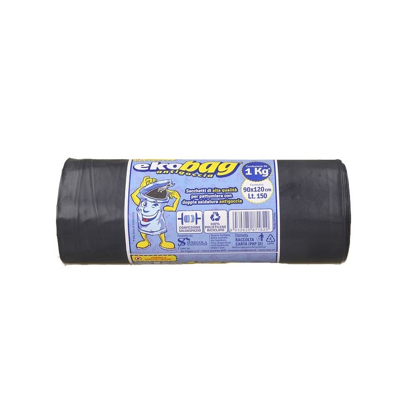 SMP Ecobag Sachetto Antigoccia Nero 90x120cm 150lt 1000gr