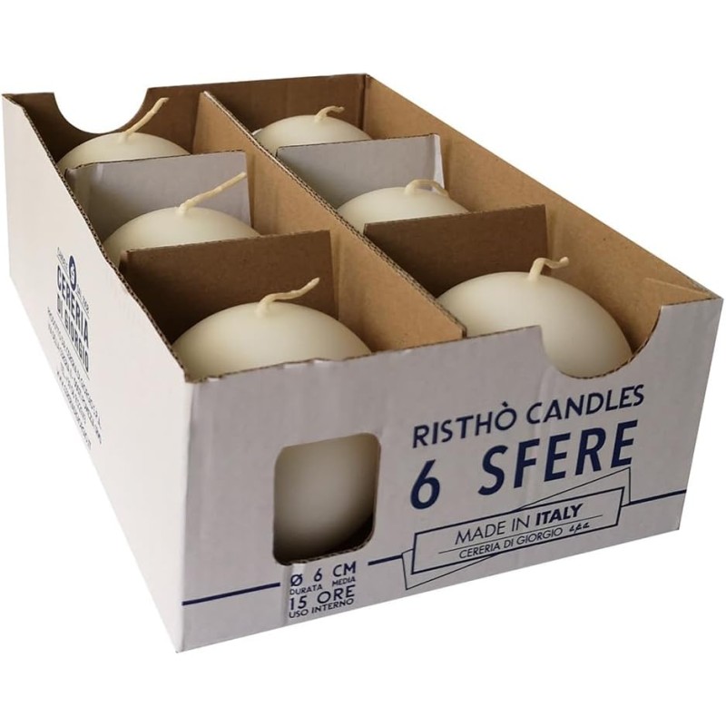 Di Giorgio Candele Sfere Bianche Diametro 6cm 6pz