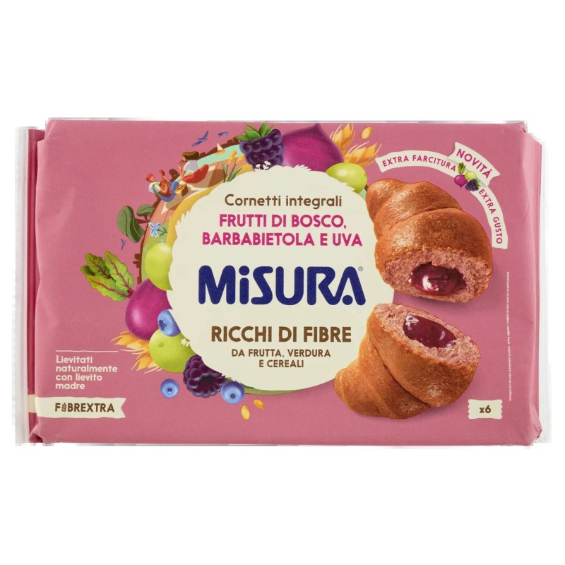 Misura Fibrextra Cornetti integrali Frutti di Bosco, Barbabietola e Uva 308gr