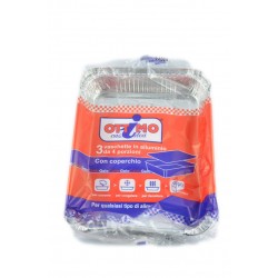 8021719001111Ottimo Vaschette Alluminio 4 Porzioni Con Coperchio 3pz