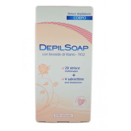 8005283014074Depilsoap Strisce Depilatorie Corpo Pelli Delicate 20pz