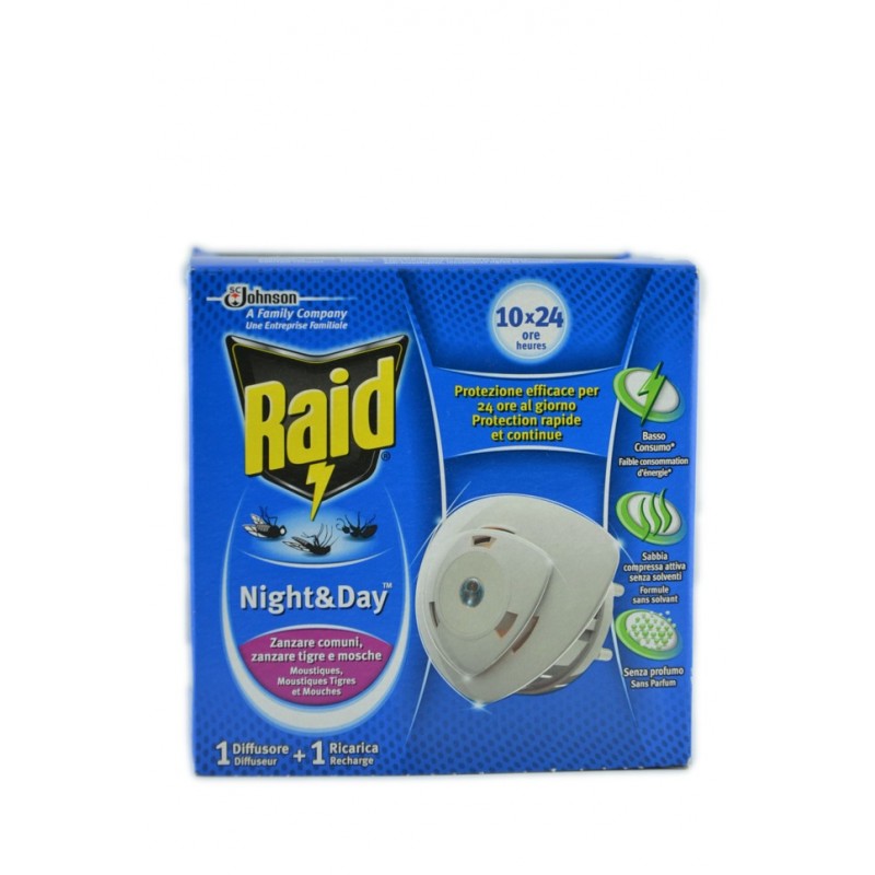 3092830003877 RAID NIGHT & DAY DIFFUSORE + RICARICA ZANZARE COMUNI, ZANZARE TIGRE E MOSCHE 1PZ 3092830003877 RAID NIGHT & DAY DIFFUSORE + RICARICA ZANZARE COMUNI, ZANZARE TIGRE E MOSCHE 1PZ