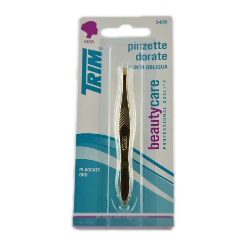 071603003682 Trim Pinzette Dorate Punta Obliqua 5-40bi 1pz