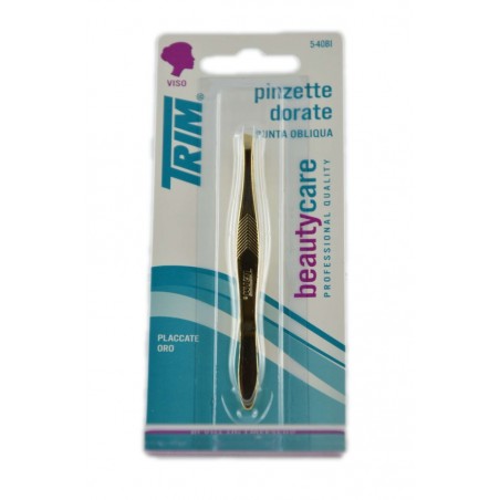 071603003682 Trim Pinzette Dorate Punta Obliqua 5-40bi 1pz